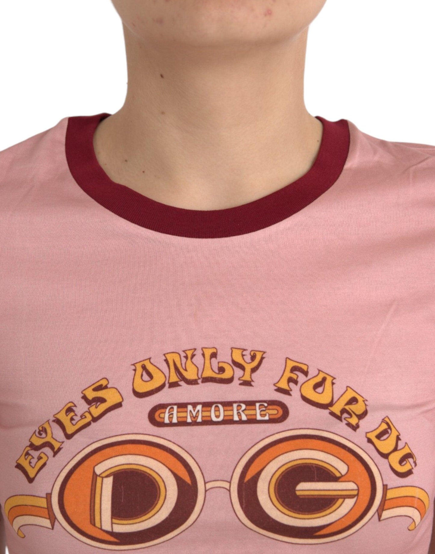 Dolce & Gabbana Pink Cotton Short Sleeves Crew Neck T-shirt - Arichezz.store