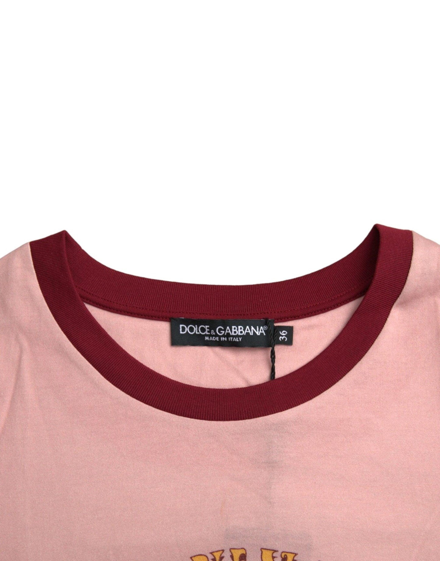 Dolce & Gabbana Pink Cotton Short Sleeves Crew Neck T-shirt - Arichezz.store