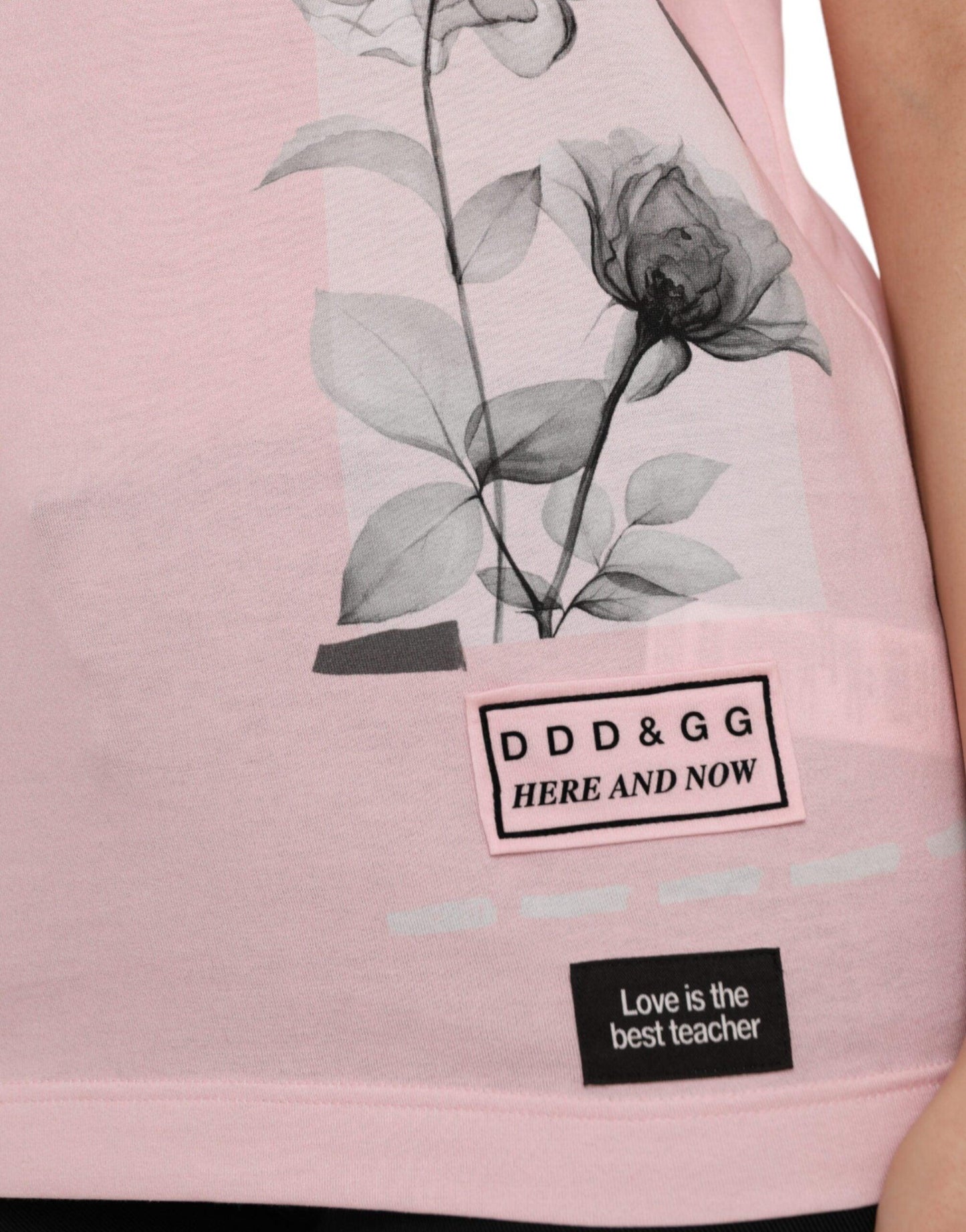 Dolce & Gabbana Pink Floral Print Cotton Short Sleeves T-shirt - Arichezz.store