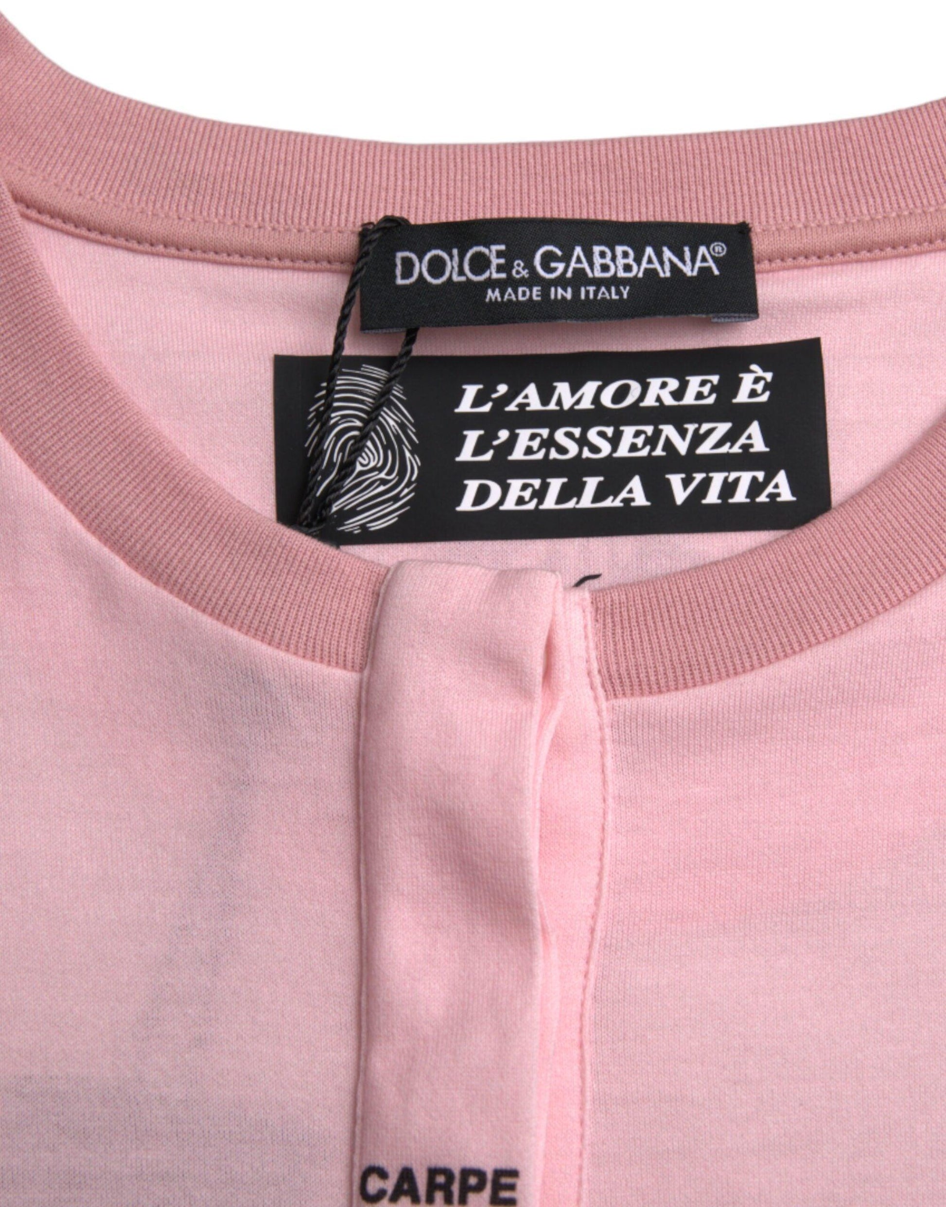 Dolce & Gabbana Pink Floral Print Cotton Short Sleeves T-shirt - Arichezz.store