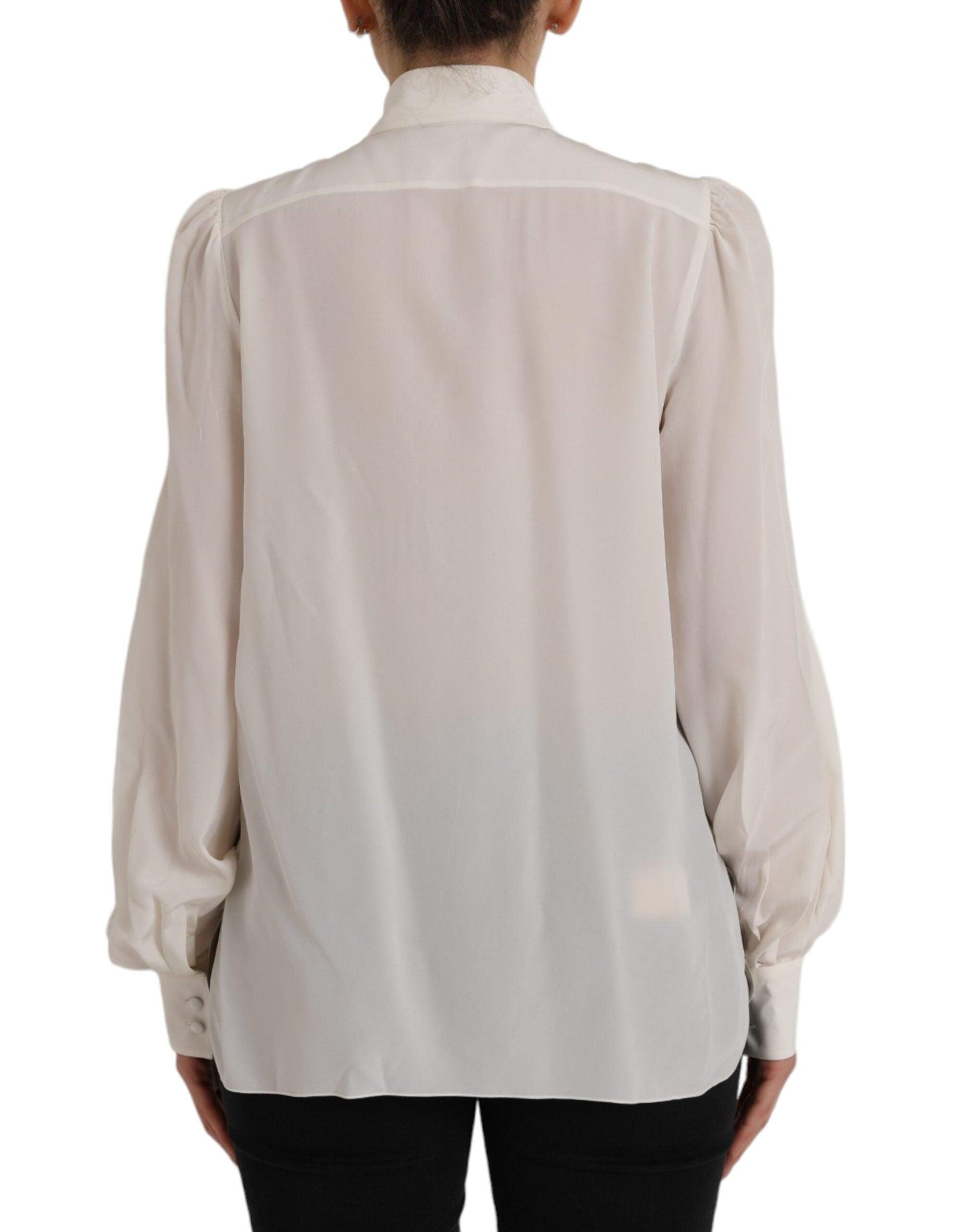 Dolce & Gabbana Off White Long Sleeve Button Down Blouse Top - Arichezz.store