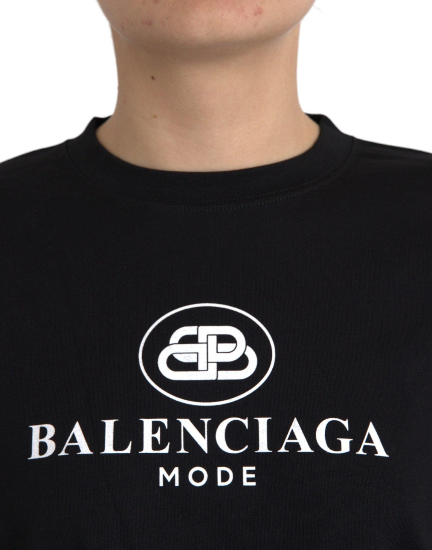 Balenciaga Black Cotton Logo Crew Neck Short Sleeves T-shirt - Arichezz.store