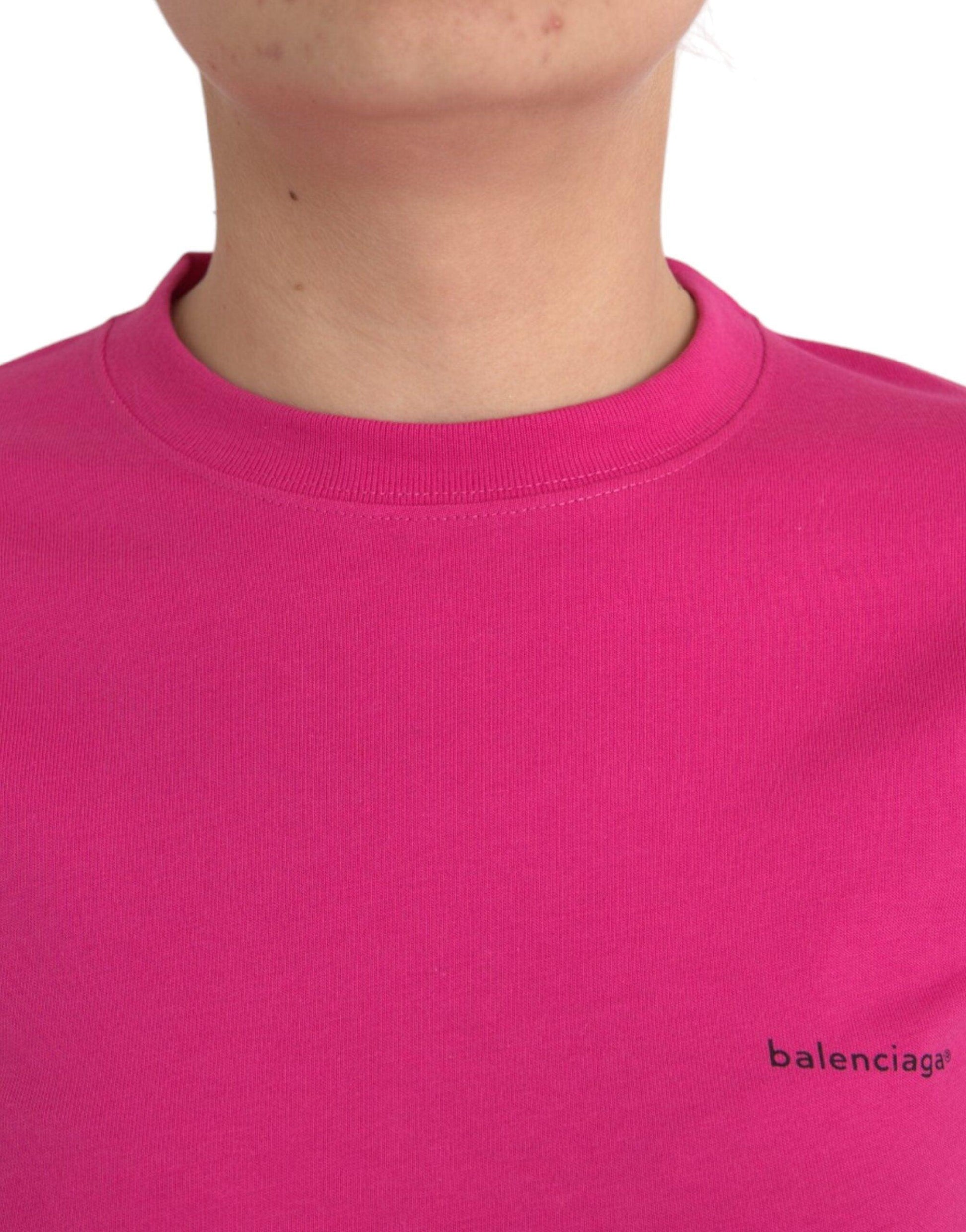 Balenciaga Pink Cotton Crew Neck Short Sleeves Tee T-shirt - Arichezz.store