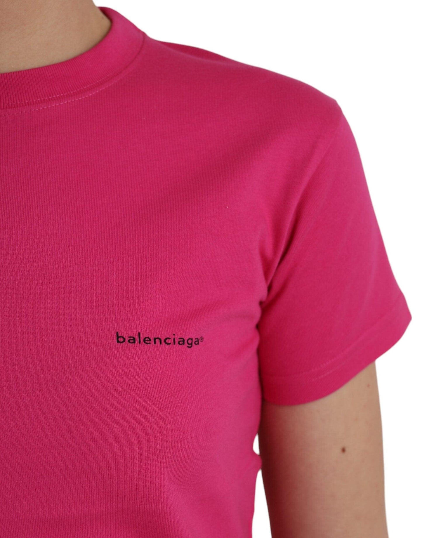 Balenciaga Pink Cotton Crew Neck Short Sleeves Tee T-shirt - Arichezz.store