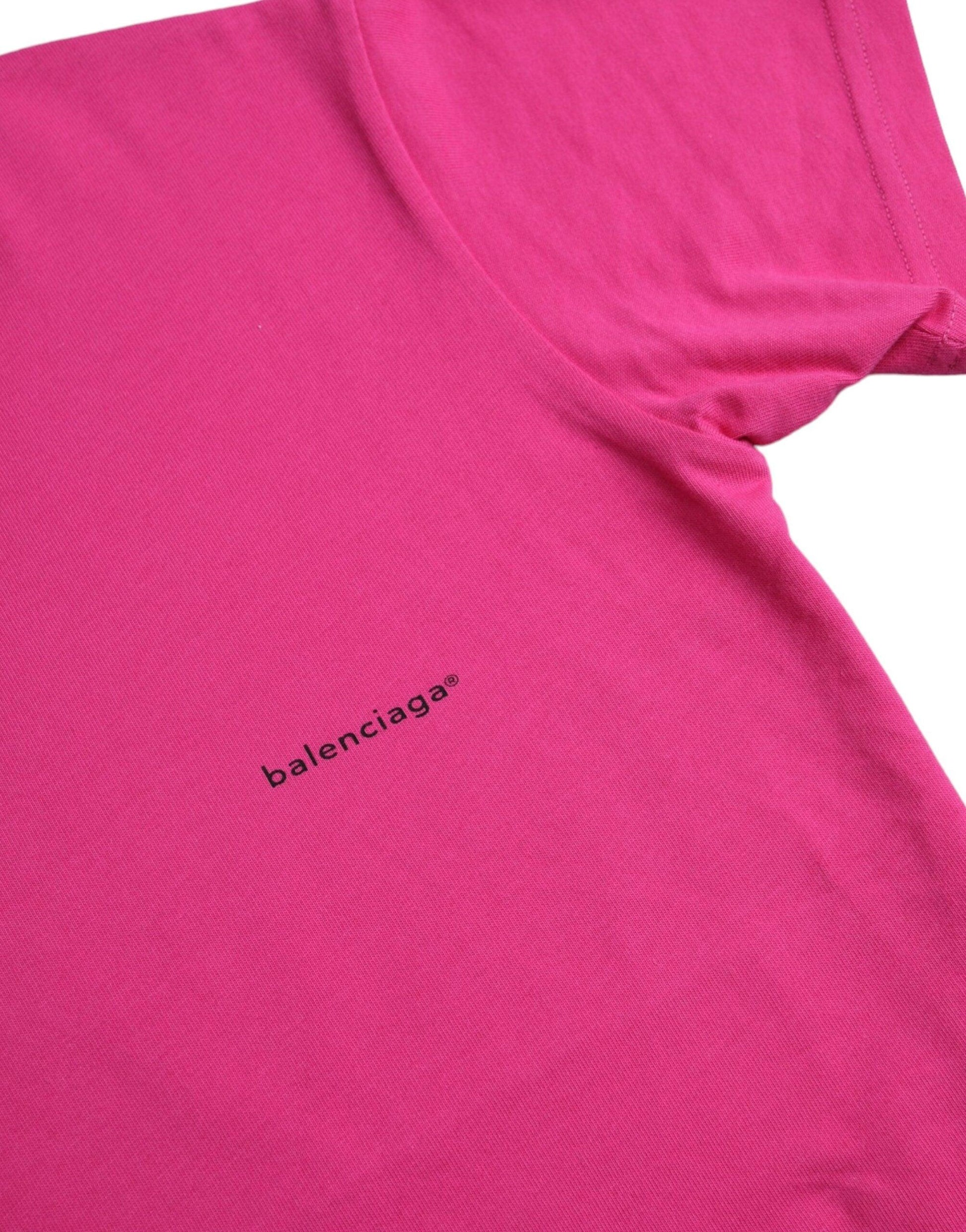 Balenciaga Pink Cotton Crew Neck Short Sleeves Tee T-shirt - Arichezz.store