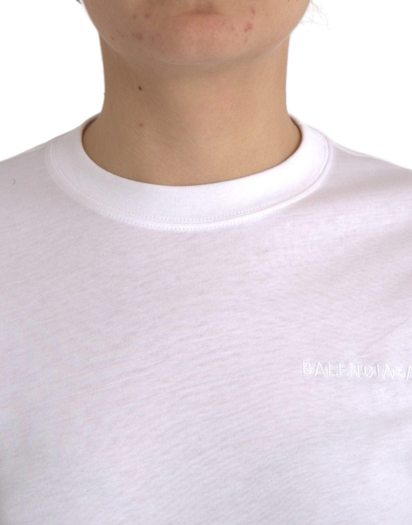 Balenciaga White Cotton Crew Neck Short Sleeves T-shirt - Arichezz.store