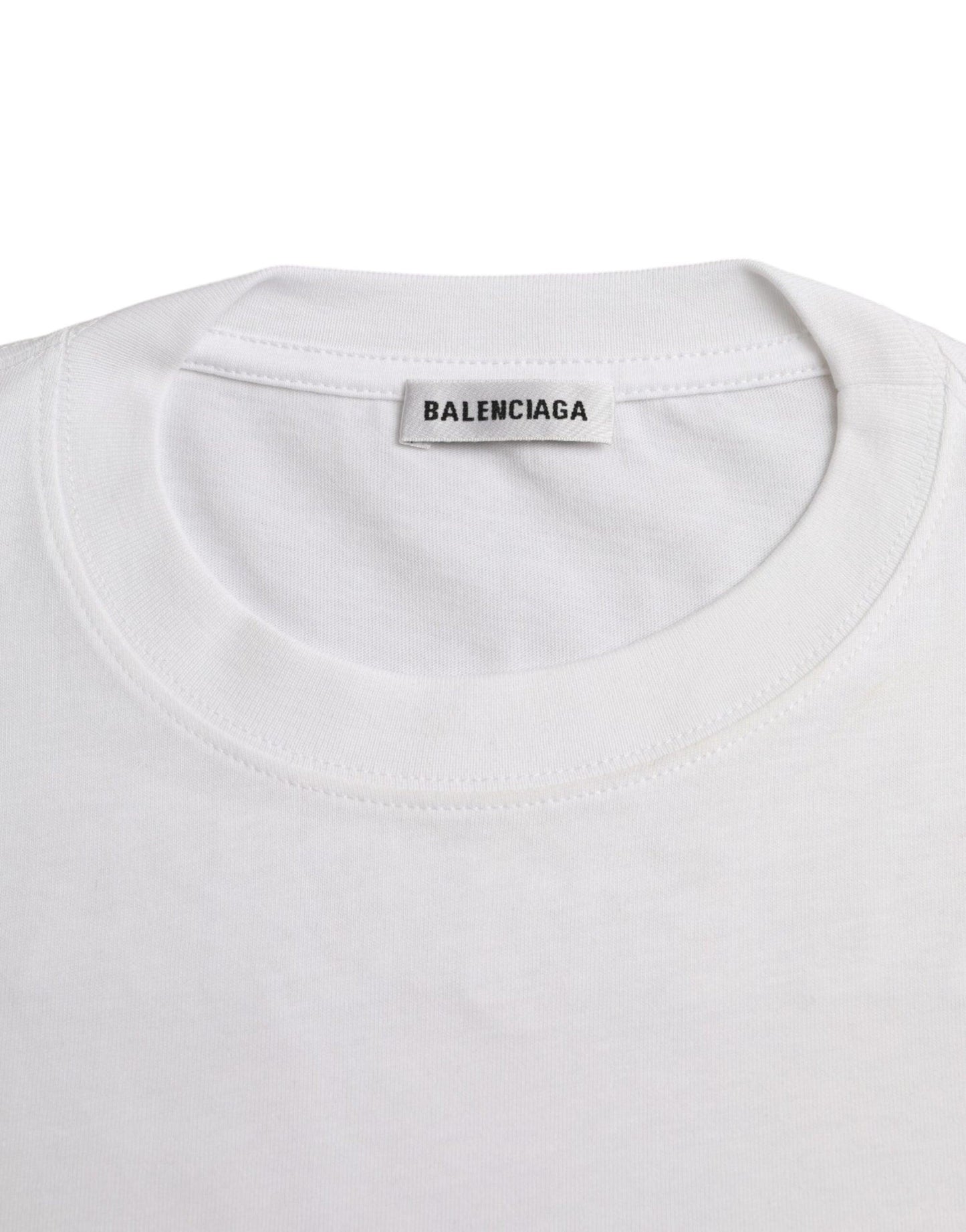 Balenciaga White Cotton Crew Neck Short Sleeves T-shirt - Arichezz.store