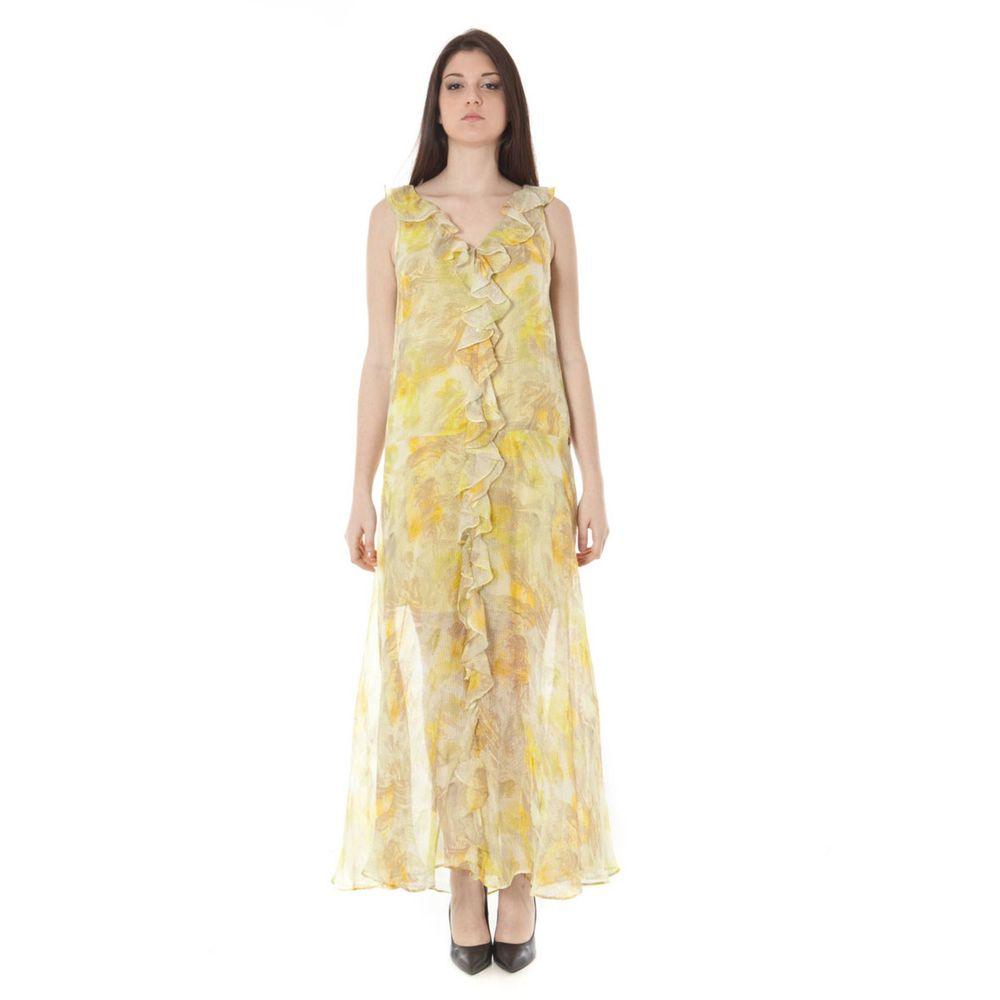 John Galliano Yellow Polyester Long Dress