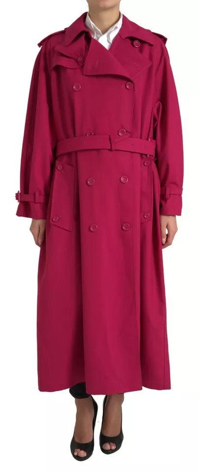 Dolce & Gabbana Dark Pink Double Breasted Trench Coat - Arichezz.store