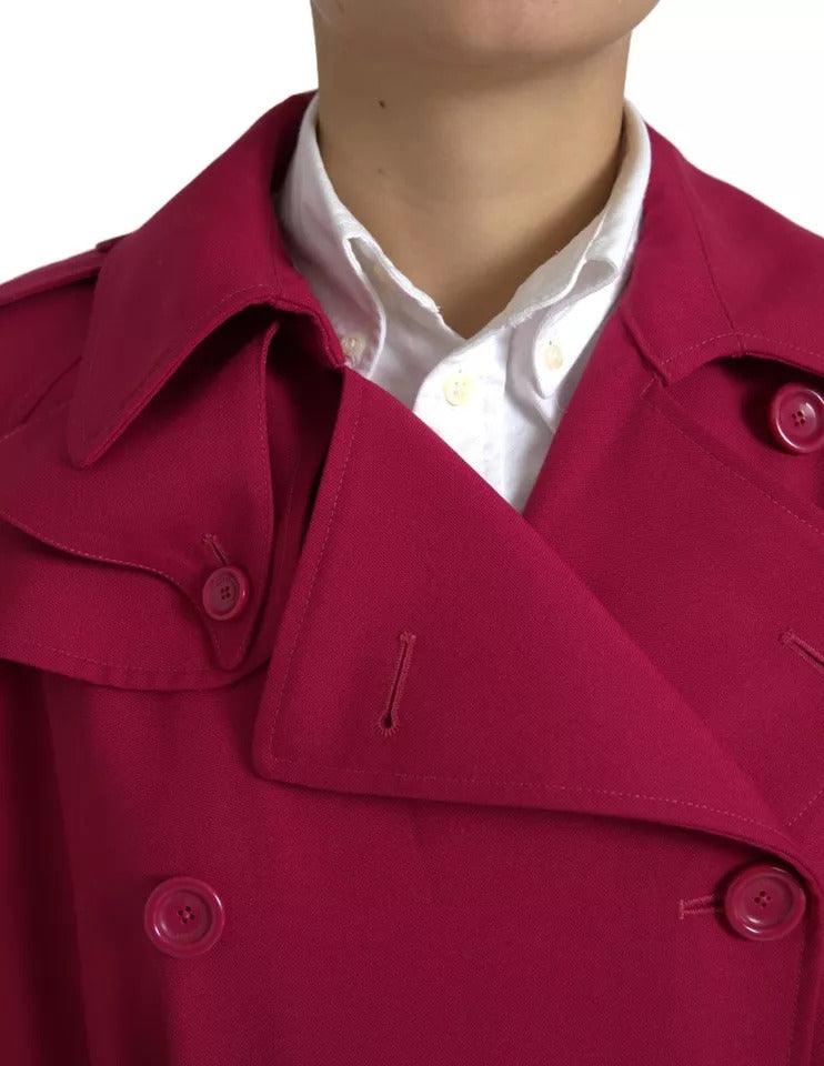 Dolce & Gabbana Dark Pink Double Breasted Trench Coat - Arichezz.store