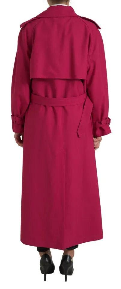 Dolce & Gabbana Dark Pink Double Breasted Trench Coat - Arichezz.store