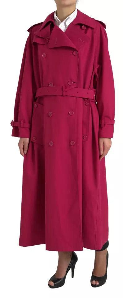 Dolce & Gabbana Dark Pink Double Breasted Trench Coat - Arichezz.store