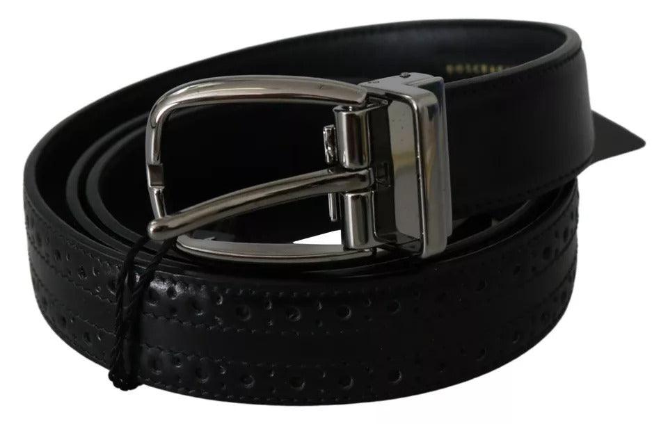 Dolce & Gabbana Black Leather Silver Metal Buckle Classic Belt - Arichezz.store