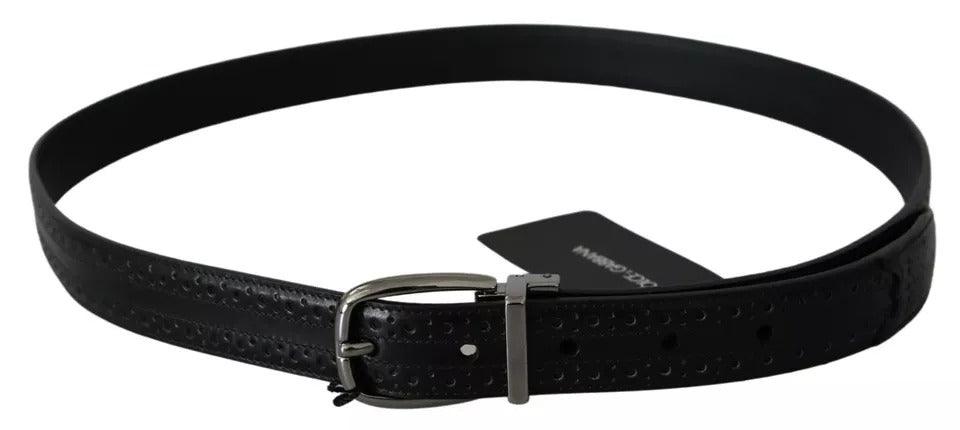 Dolce & Gabbana Black Leather Silver Metal Buckle Classic Belt - Arichezz.store