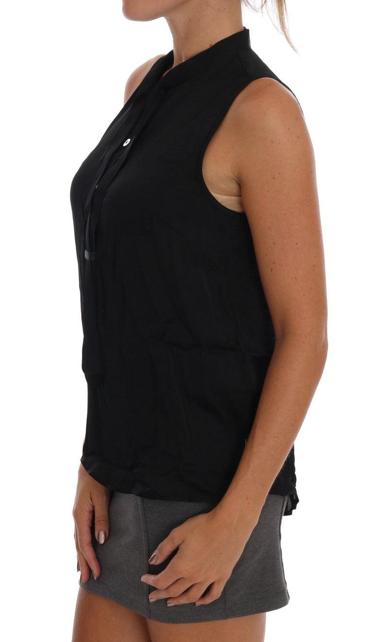 Versace Jeans Chic Sleeveless Black Shirt Blouse - Arichezz.store