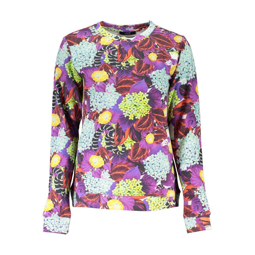 Cavalli Class Elegant Purple Crew Neck Sweater - Arichezz.store