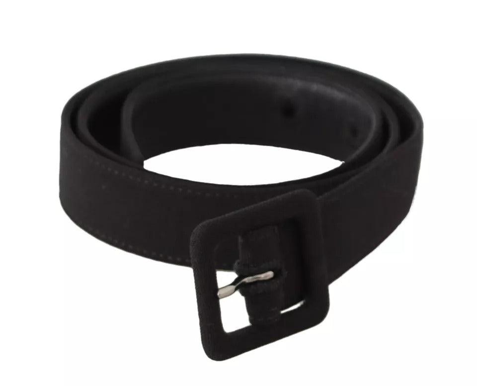 Dolce & Gabbana Black Velvet Leather Logo Waist Buckle Belt - Arichezz.store