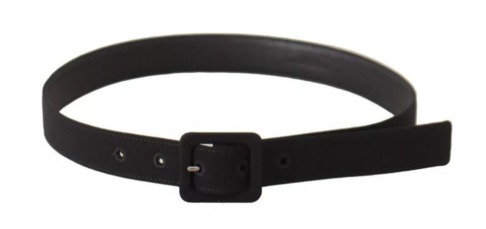 Dolce & Gabbana Black Velvet Leather Logo Waist Buckle Belt - Arichezz.store