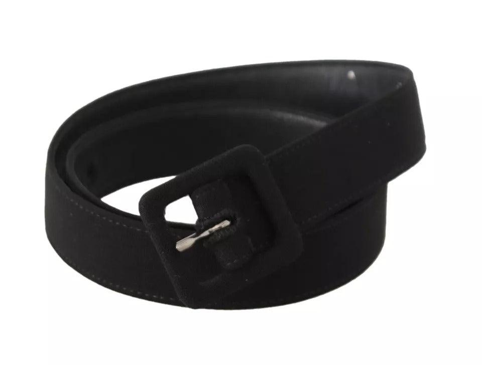 Dolce & Gabbana Black Velvet Leather Logo Waist Buckle Belt - Arichezz.store