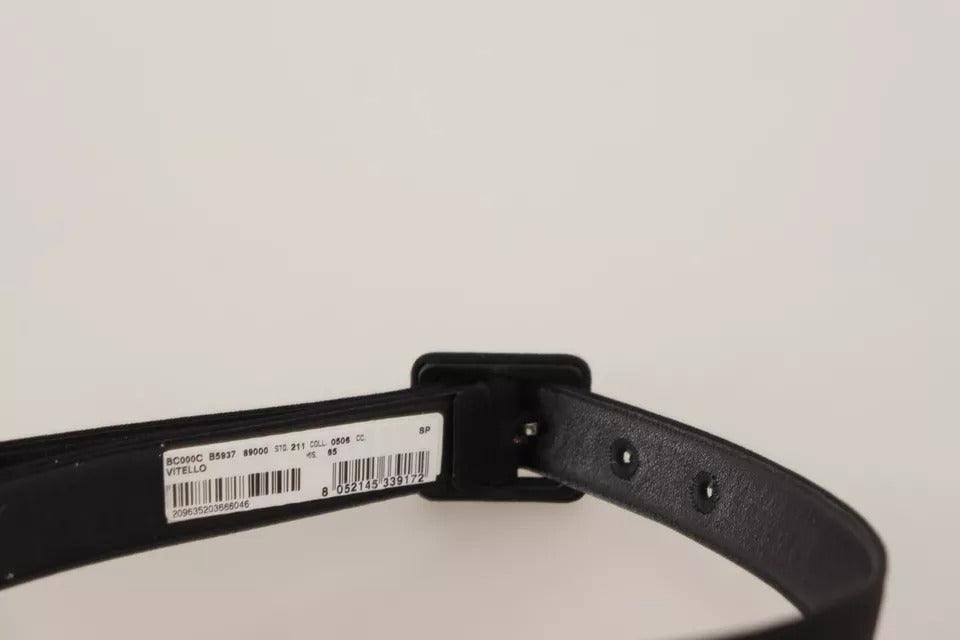 Dolce & Gabbana Black Velvet Leather Logo Waist Buckle Belt - Arichezz.store