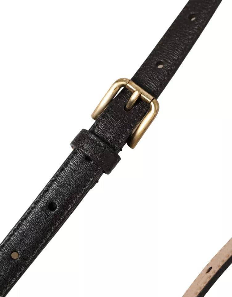 Dolce & Gabbana Dark Brown Leather Gold Metal Buckle Women Belt - Arichezz.store