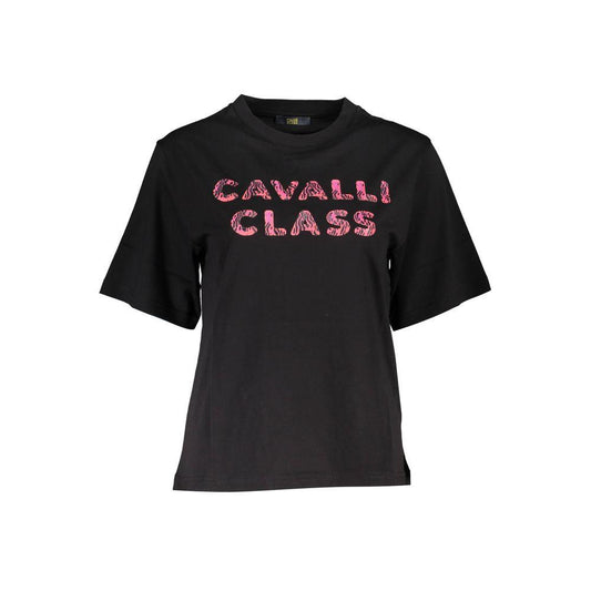 Cavalli Class Black Cotton Women T-Shirt - Arichezz.store