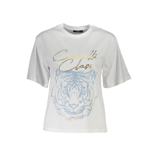 Cavalli Class White Cotton Women T-Shirt - Arichezz.store