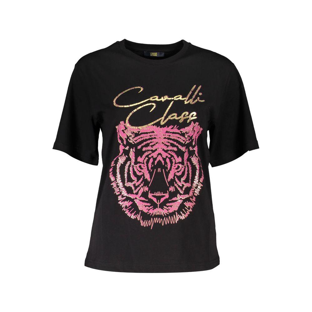 Cavalli Class Black Cotton Women T-Shirt - Arichezz.store