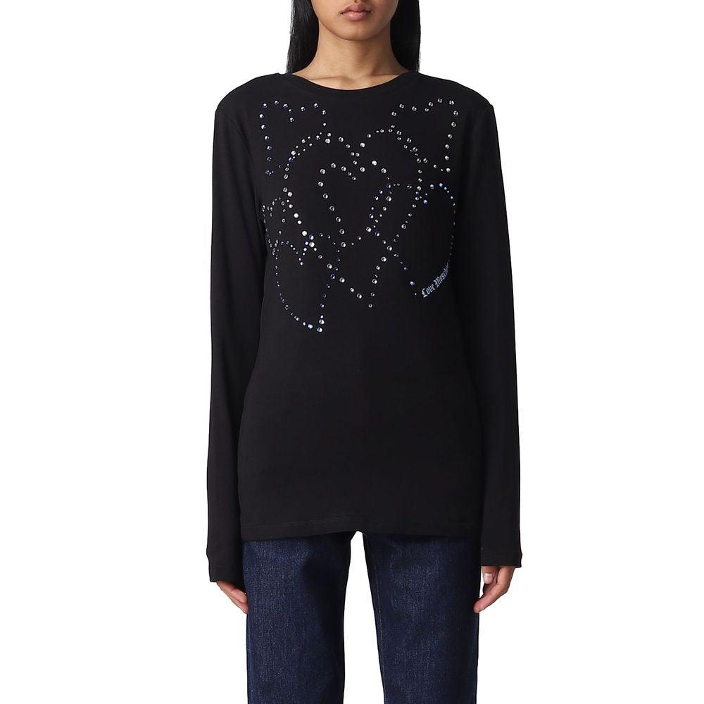 Love Moschino Rhinestone Heart Embellished Cotton Tee - Arichezz.store