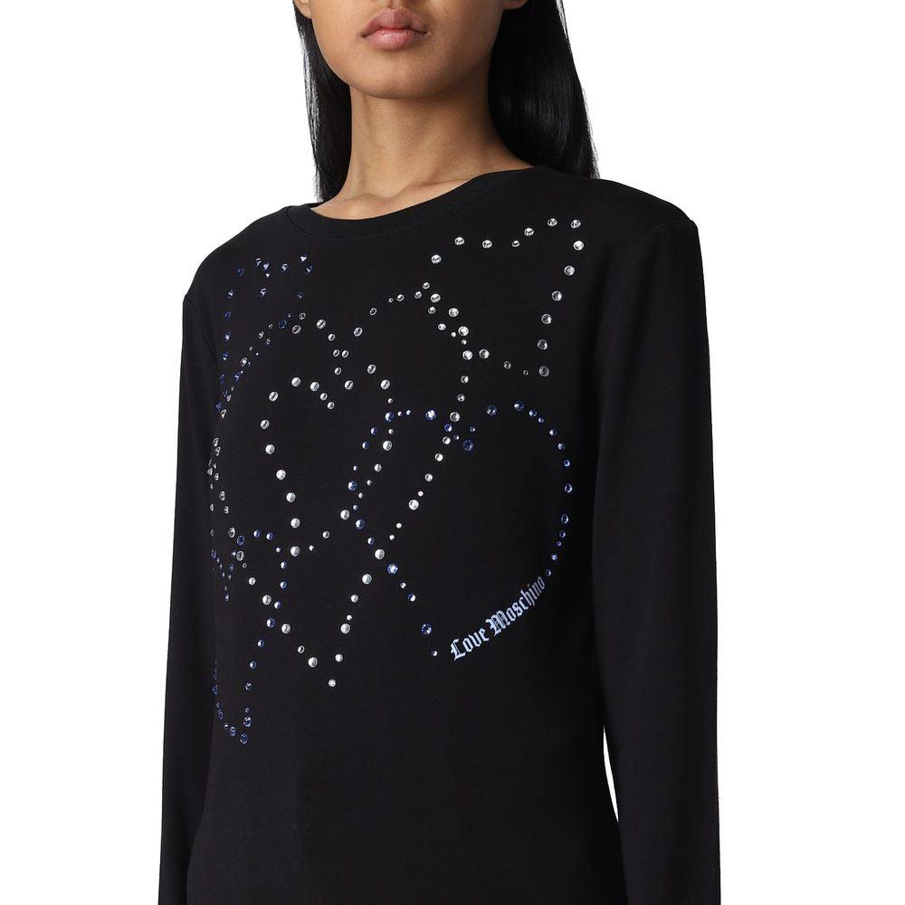 Love Moschino Rhinestone Heart Embellished Cotton Tee - Arichezz.store