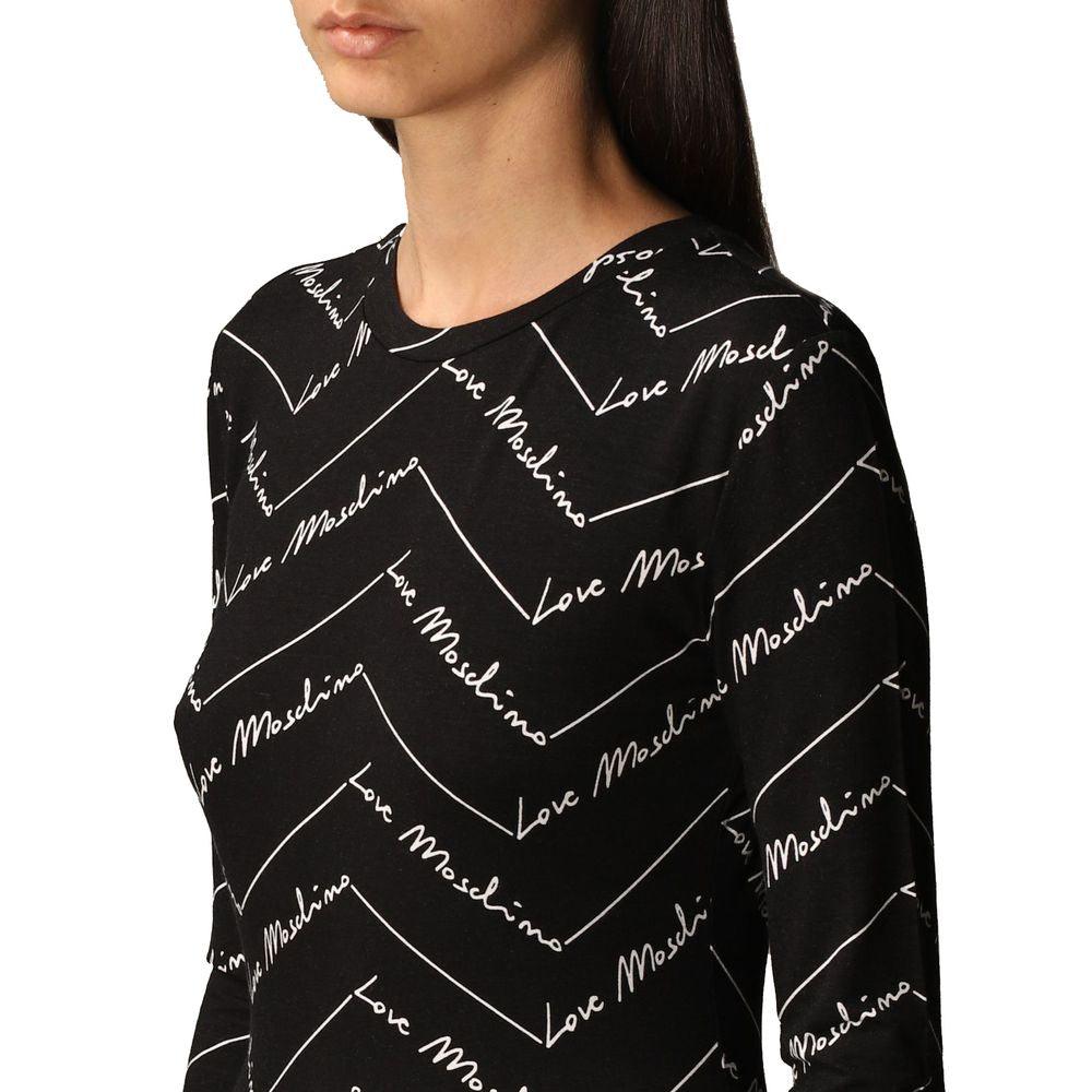 Love Moschino Elegant Long-Sleeved Logo Print Tee - Arichezz.store