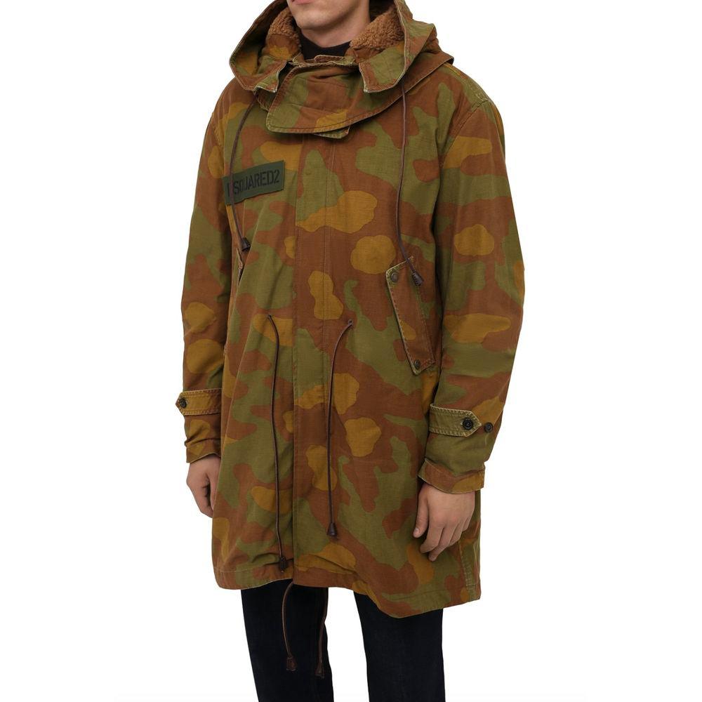 Dsquared² Camo Textured Hooded Parka with Leather Details - Arichezz.store