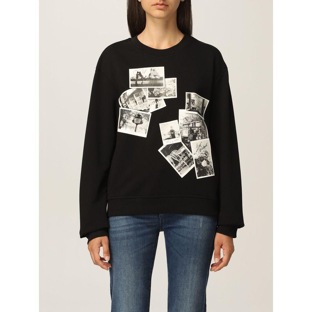 Love Moschino Chic Black Sweatshirt with Designer Emblem - Arichezz.store