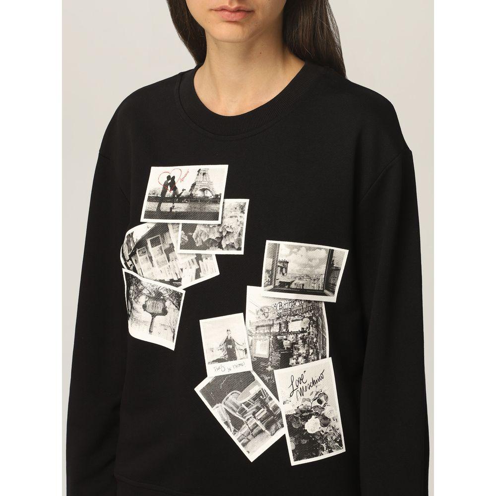 Love Moschino Chic Black Sweatshirt with Designer Emblem - Arichezz.store