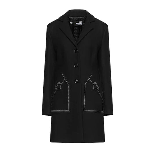 Love Moschino Black Wool Women's Coat - Arichezz.store