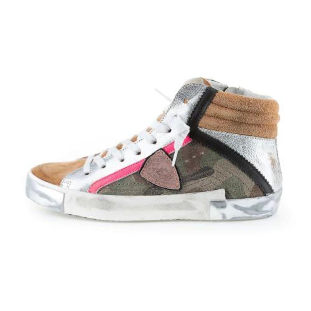 Philippe Model Army Green High-Top Sneakers with Leather Accents - Arichezz.store