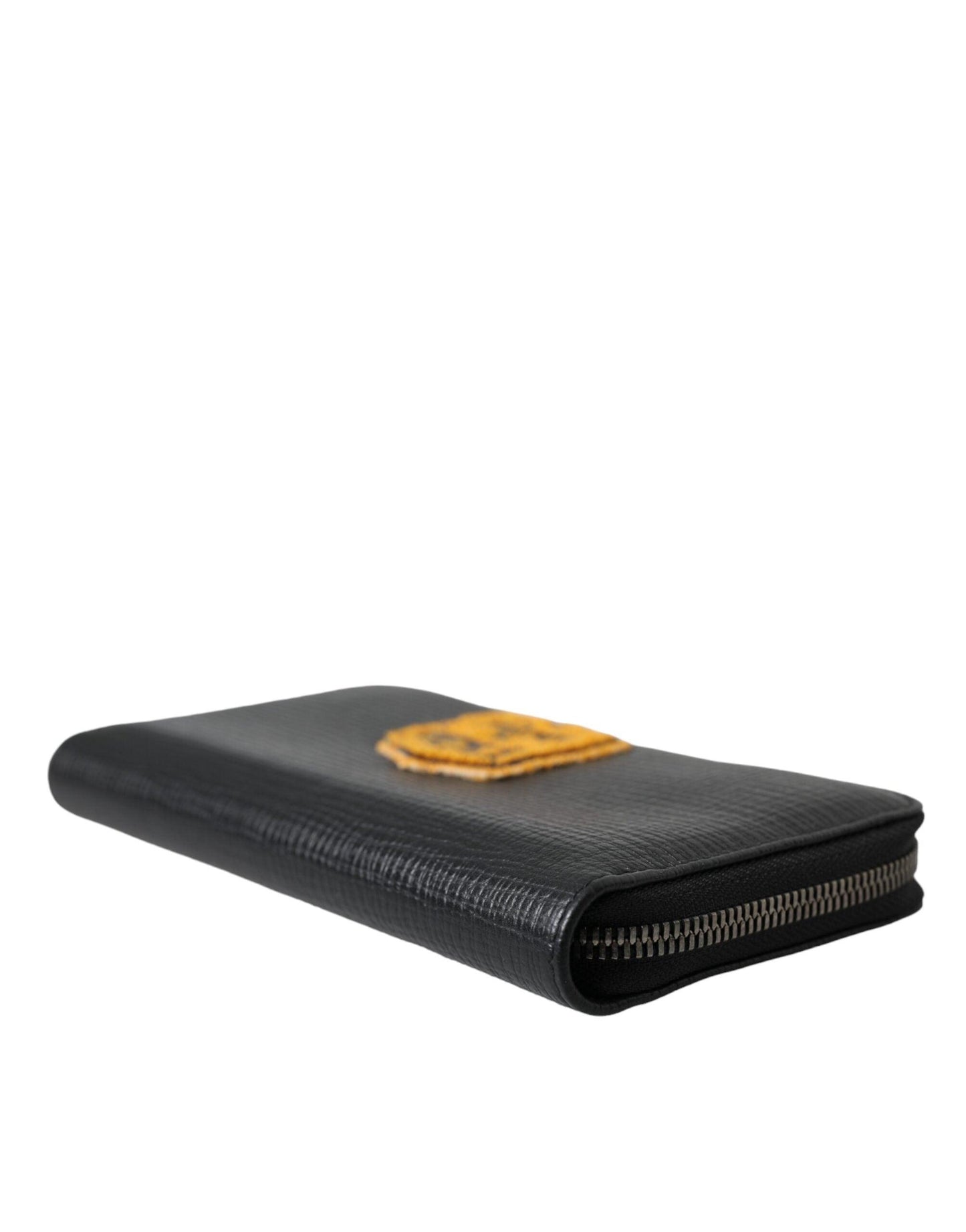 Dolce & Gabbana Black Leather Logo Patch Zip Around Continental Wallet - Arichezz.store