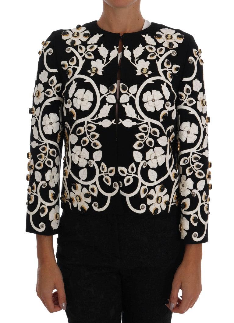 Dolce & Gabbana Floral Embroidered Crystal Wool Coat - Arichezz.store