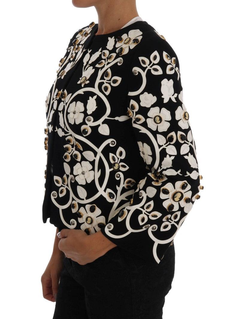 Dolce & Gabbana Floral Embroidered Crystal Wool Coat - Arichezz.store