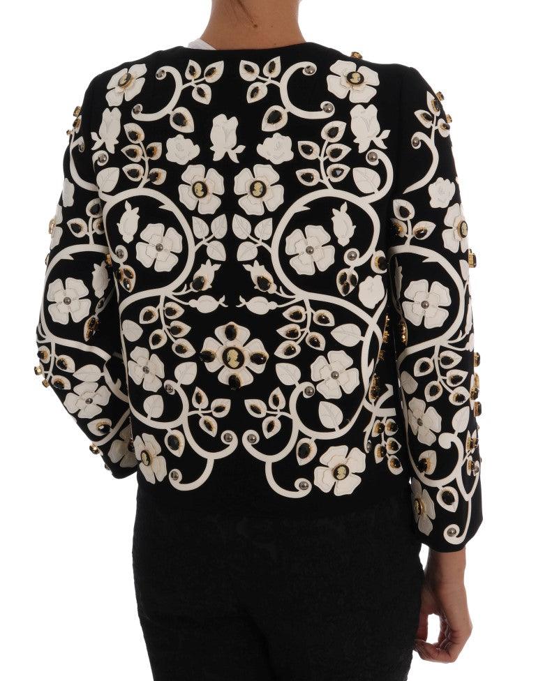 Dolce & Gabbana Floral Embroidered Crystal Wool Coat - Arichezz.store