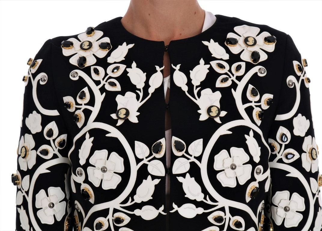 Dolce & Gabbana Floral Embroidered Crystal Wool Coat - Arichezz.store