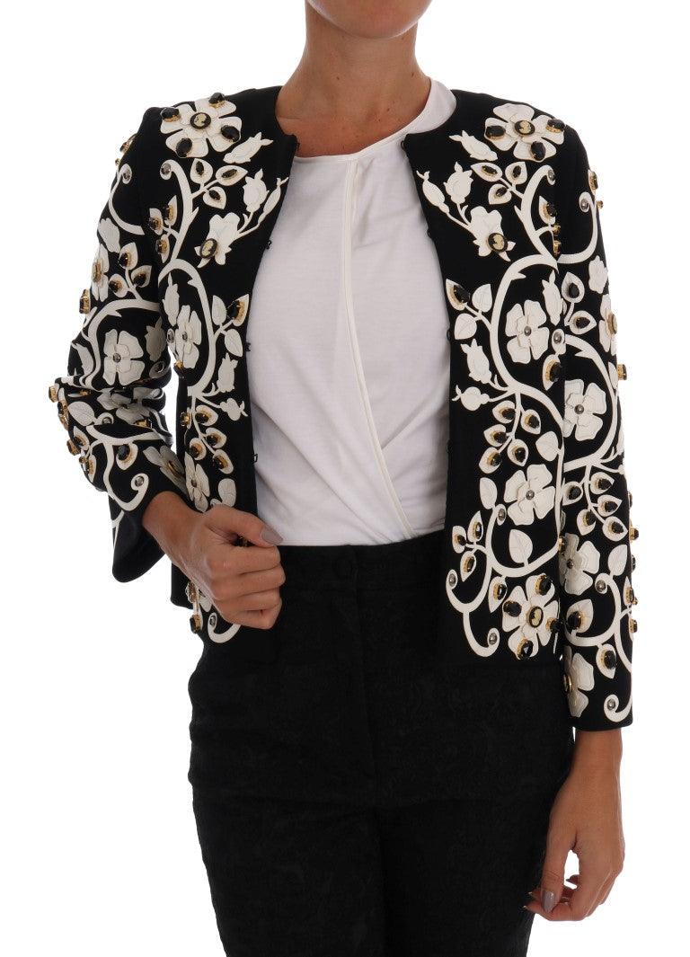 Dolce & Gabbana Floral Embroidered Crystal Wool Coat - Arichezz.store