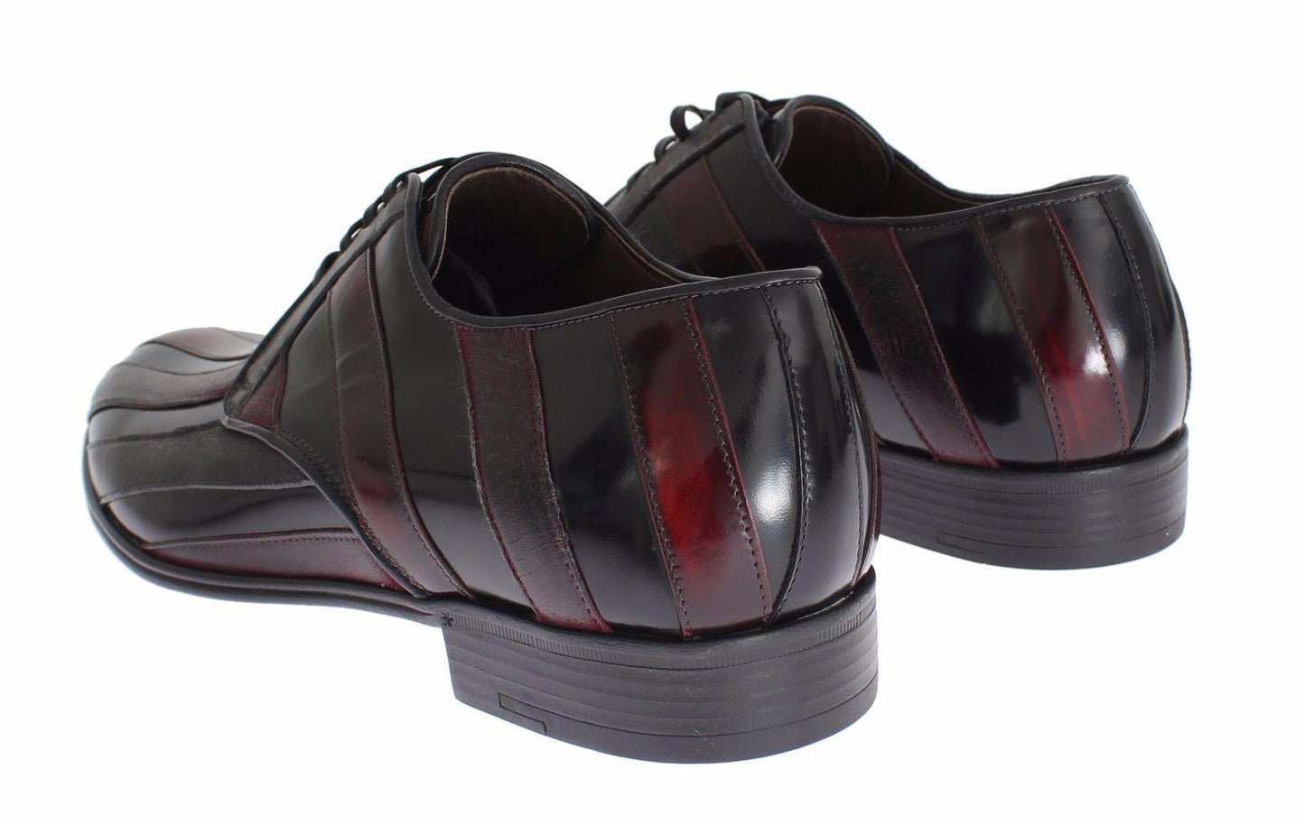 Dolce & Gabbana Elegant Black Bordeaux Striped Leather Dress Shoes - Arichezz.store