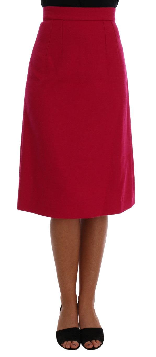 Dolce & Gabbana Elegant Pink Wool A-Line Knee-Length Skirt - Arichezz.store