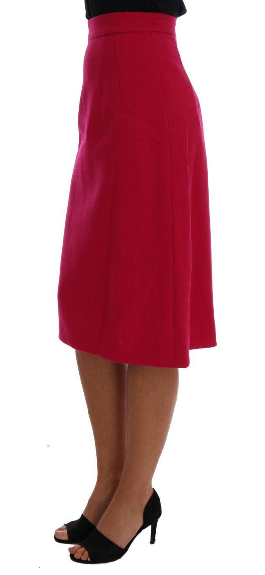 Dolce & Gabbana Elegant Pink Wool A-Line Knee-Length Skirt - Arichezz.store