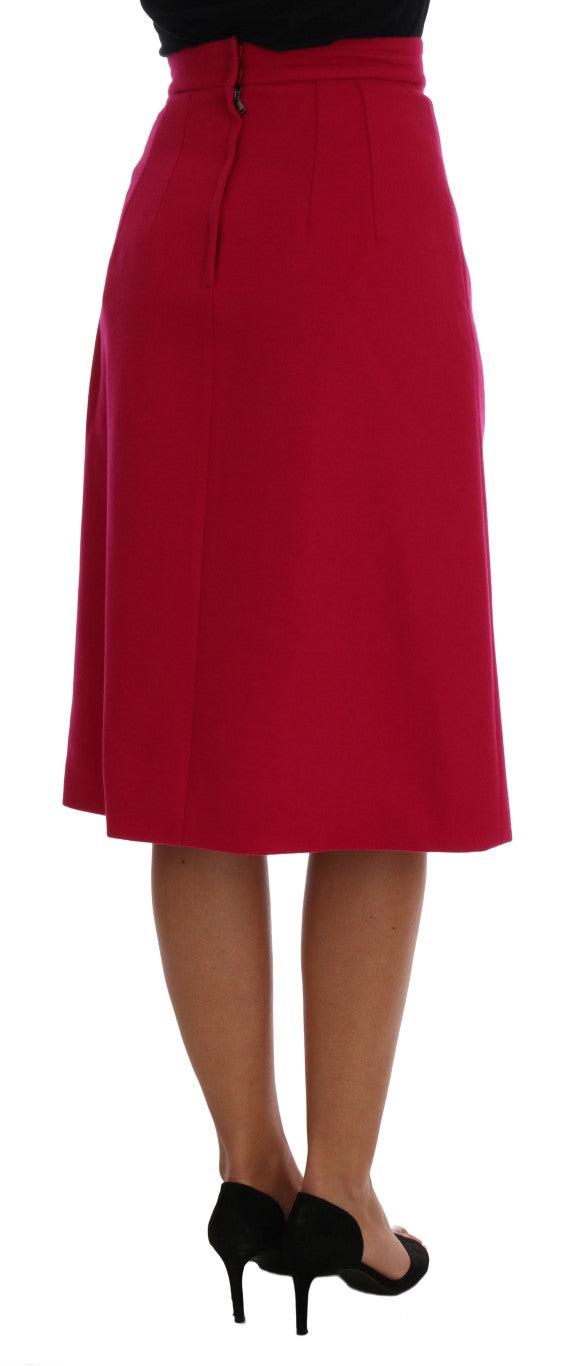 Dolce & Gabbana Elegant Pink Wool A-Line Knee-Length Skirt - Arichezz.store