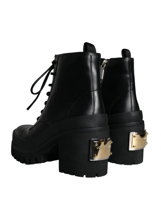 Dolce & Gabbana Black Lace Up Trekking Ankle Boots Men Shoes - Arichezz.store