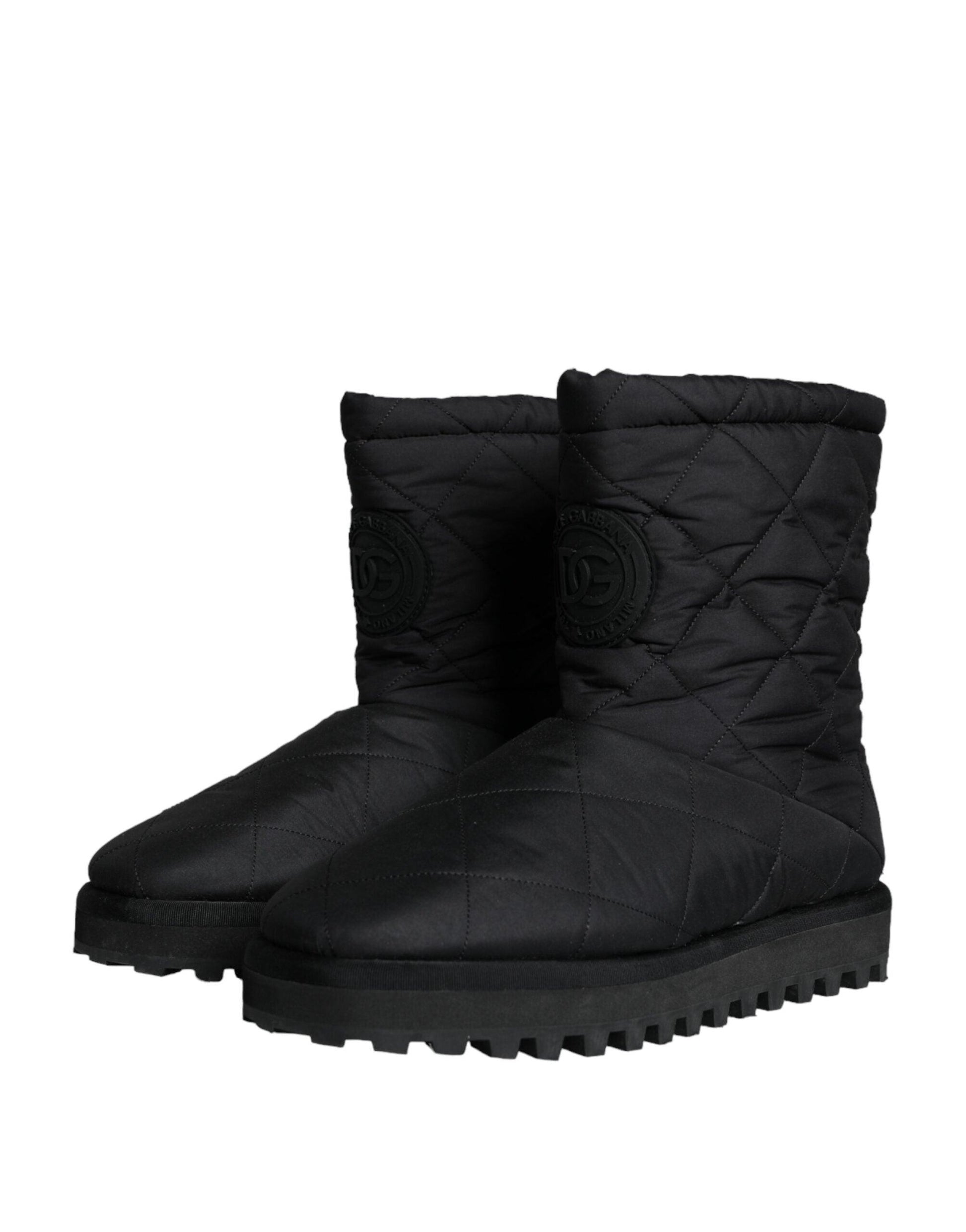 Dolce & Gabbana Black Nylon Padded Mid Calf Men Boots Shoes - Arichezz.store