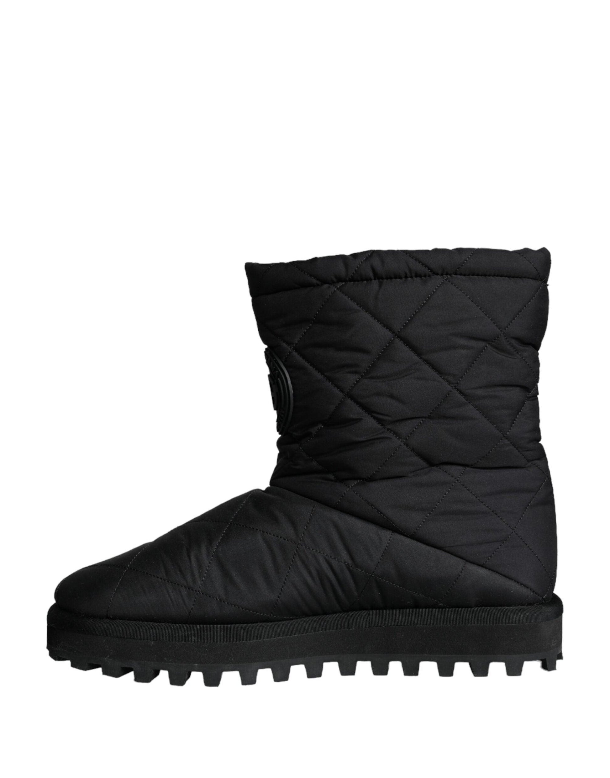 Dolce & Gabbana Black Nylon Padded Mid Calf Men Boots Shoes - Arichezz.store