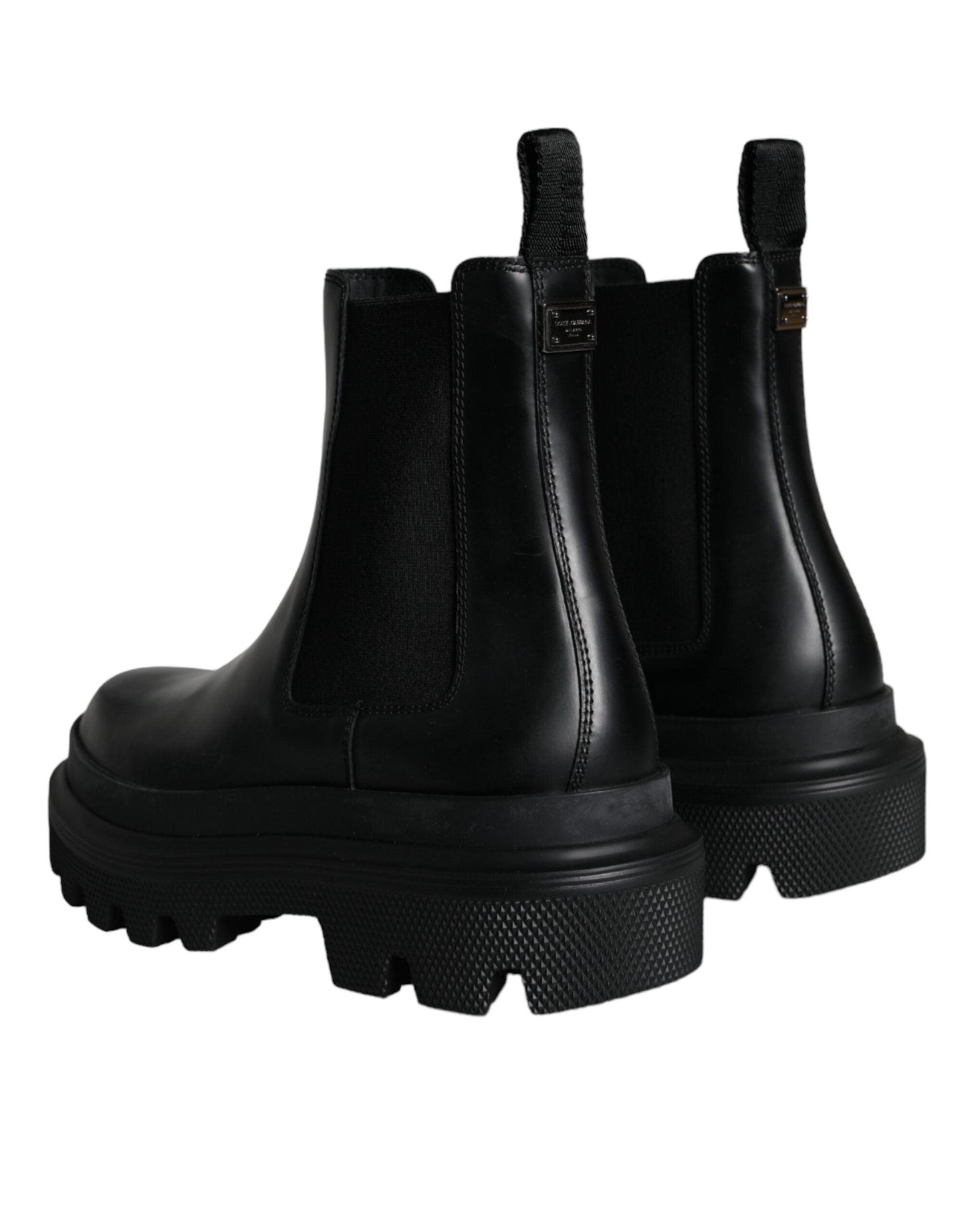 Dolce & Gabbana Black Leather Slip On Stretch Trekking Boots Shoes - Arichezz.store